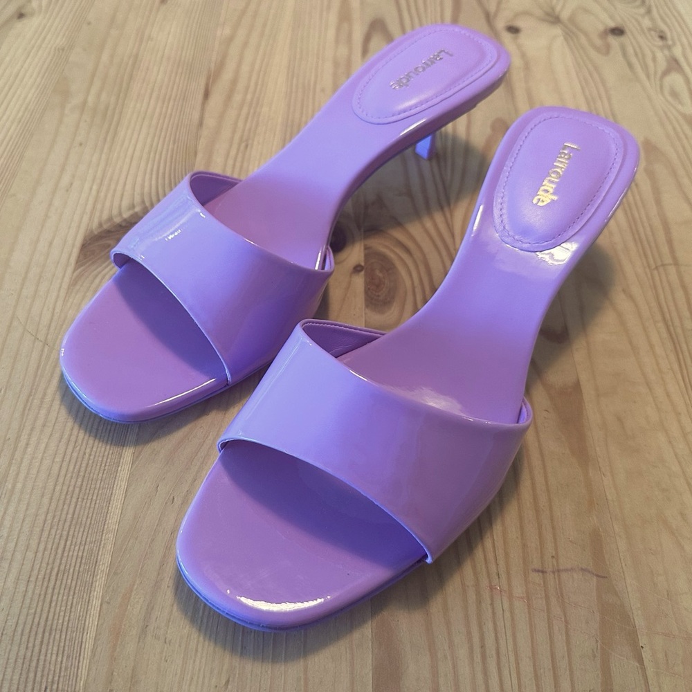 Larroudé: Greta Mule In Lilac Patent Leather / Excelent Condition